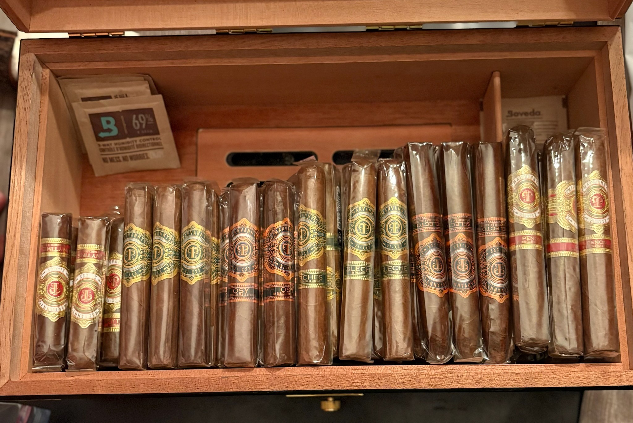 Imported cigars in the humidor